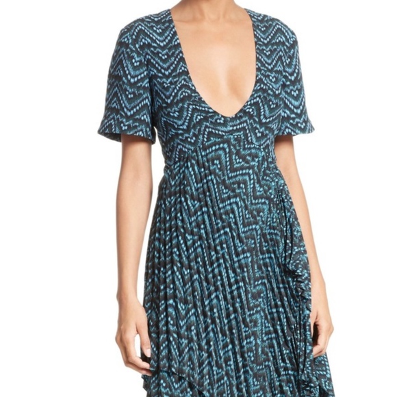 A.L.C.Kylia Pleated Silk Midi Dress